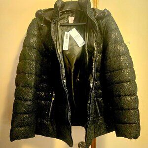 Chico's Black Lace Puffer Winter Jacket